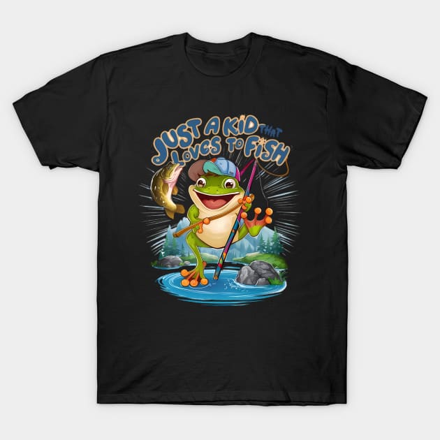 The Frog Angler: A Playful Twist on Fishing T-Shirt by coollooks